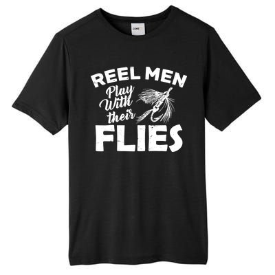 Fly Fishing Reel Men Play With Their Flies Tall Fusion ChromaSoft Performance T-Shirt