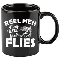 Fly Fishing Reel Men Play With Their Flies 11oz C Handle Ceramic Mug