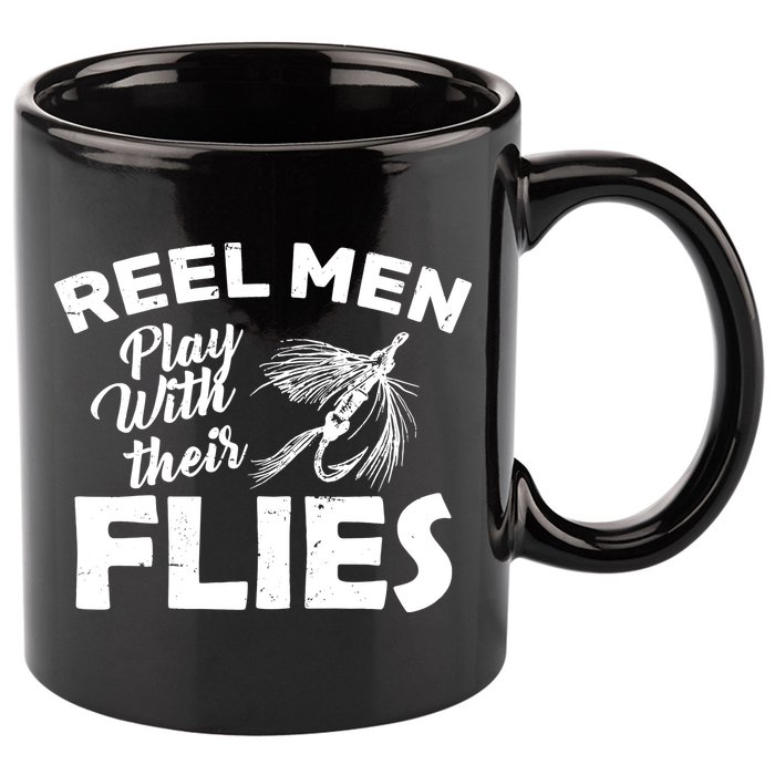 Fly Fishing Reel Men Play With Their Flies 11oz C Handle Ceramic Mug
