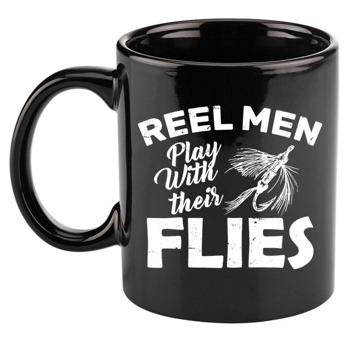 Fly Fishing Reel Men Play With Their Flies 11oz C Handle Ceramic Mug