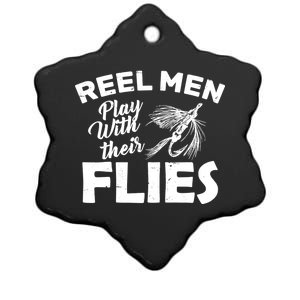 Fly Fishing Reel Men Play With Their Flies Ceramic Star Ornament