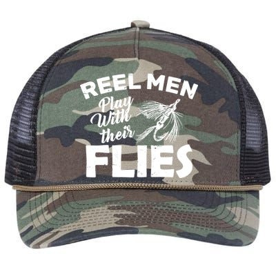 Fly Fishing Reel Men Play With Their Flies Retro Rope Trucker Hat Cap