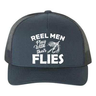 Fly Fishing Reel Men Play With Their Flies Yupoong Adult 5-Panel Trucker Hat