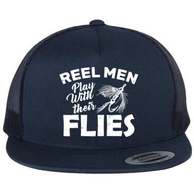 Fly Fishing Reel Men Play With Their Flies Flat Bill Trucker Hat