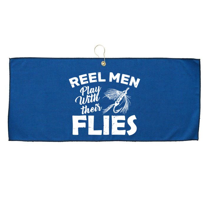 Fly Fishing Reel Men Play With Their Flies Large Microfiber Waffle Golf Towel