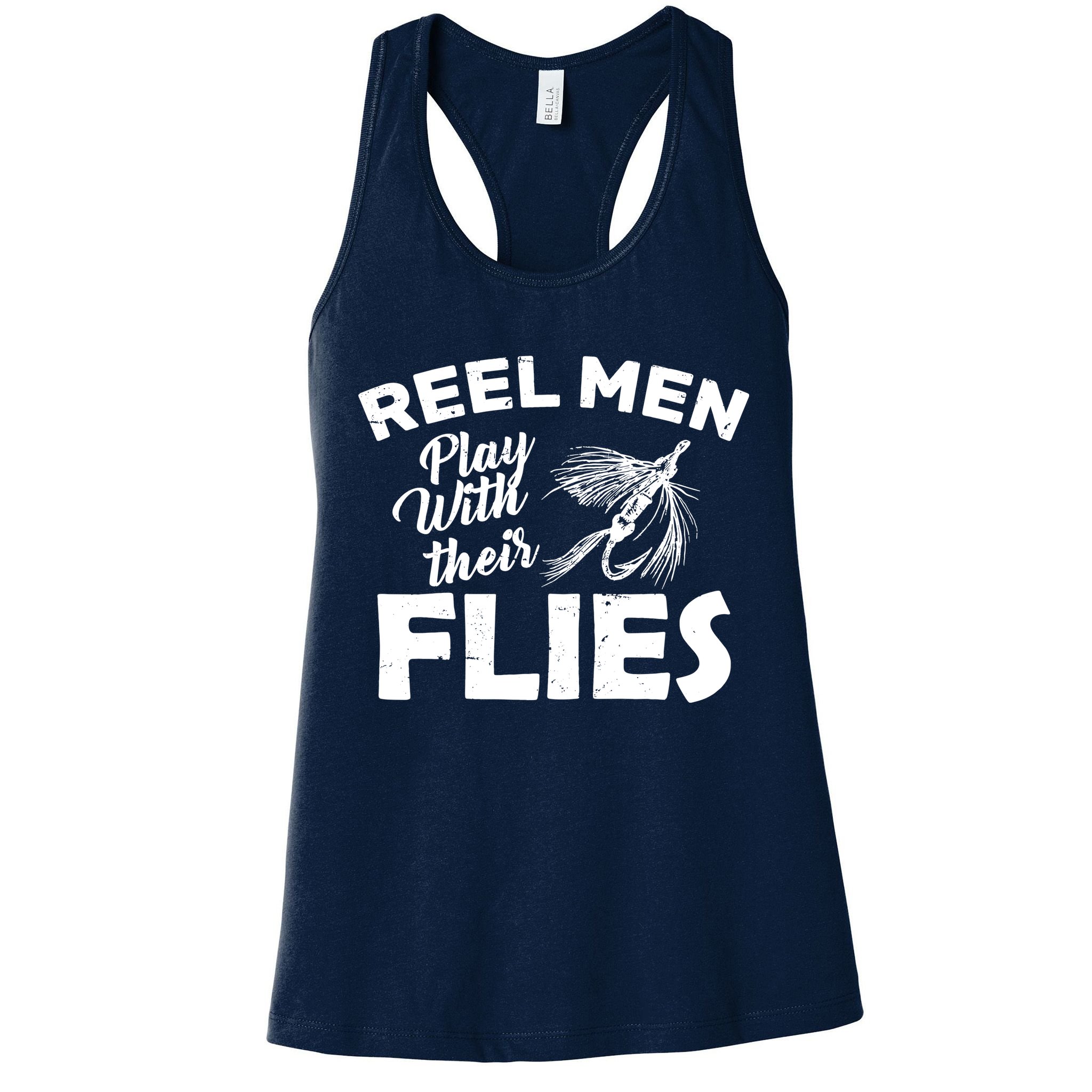 Fly Fishing Reel Men Play With Their Flies Womens Tank Top