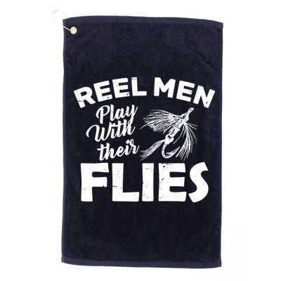 Fly Fishing Reel Men Play With Their Flies Golf Towel