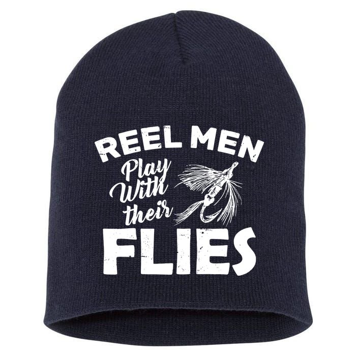 Fly Fishing Reel Men Play With Their Flies Short Acrylic Beanie