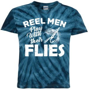 Fly Fishing Reel Men Play With Their Flies Kids Tie-Dye T-Shirt