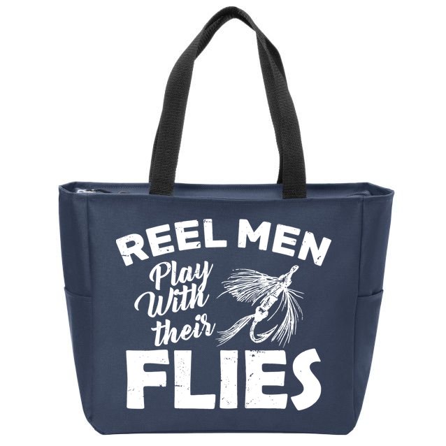 Fly Fishing Reel Men Play With Their Flies Zip Tote Bag