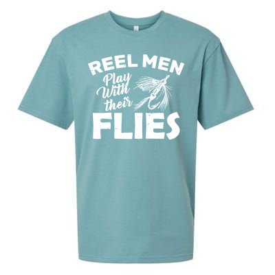 Fly Fishing Reel Men Play With Their Flies Sueded Cloud Jersey T-Shirt