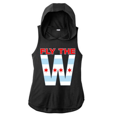 Fly The W Chicago Flag Ladies PosiCharge Tri-Blend Wicking Draft Hoodie Tank