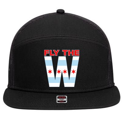 Fly The W Chicago Flag 7 Panel Mesh Trucker Snapback Hat