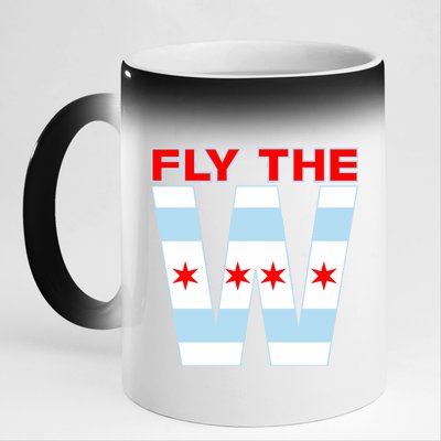 Fly The W Chicago Flag 11oz Black Color Changing Mug