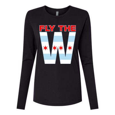 Fly The W Chicago Flag Womens Cotton Relaxed Long Sleeve T-Shirt