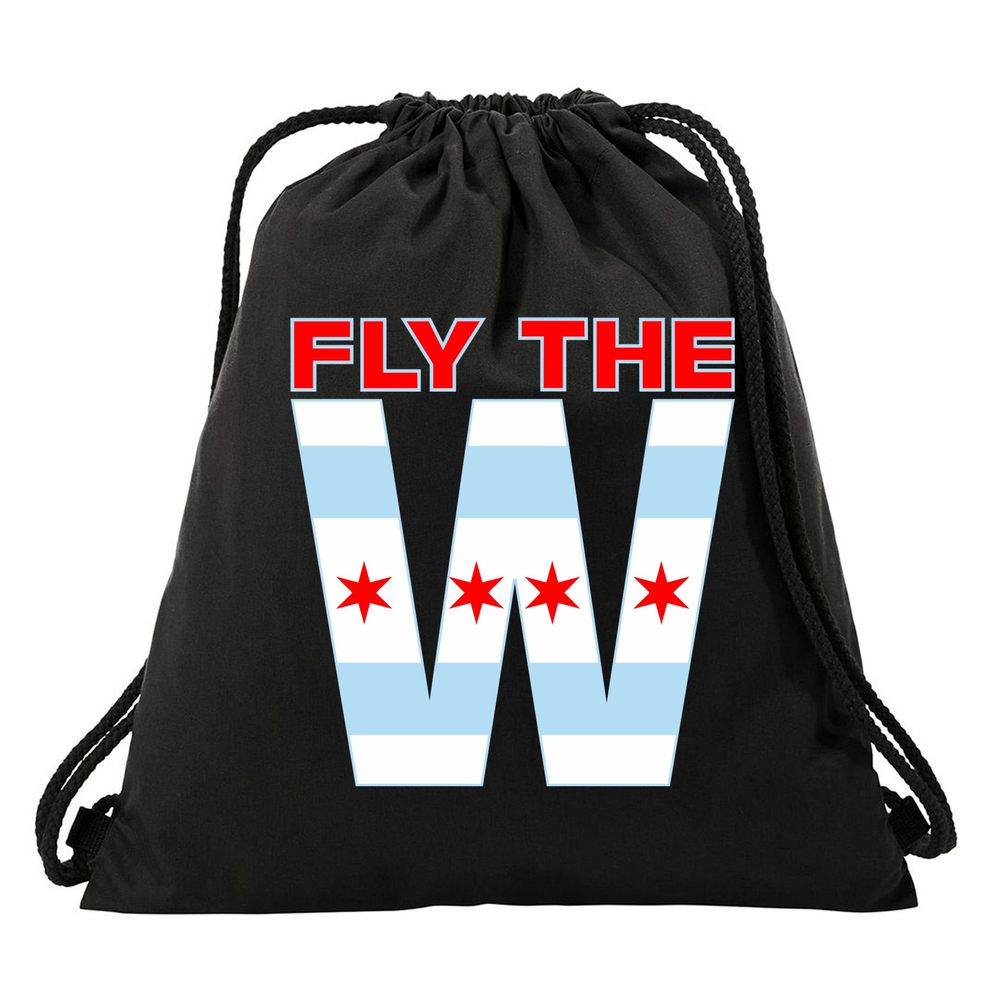 Fly The W Chicago Flag Drawstring Bag