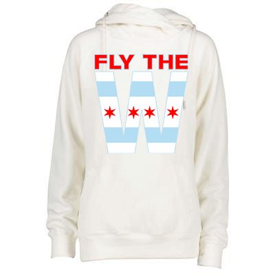 Fly The W Chicago Flag Womens Funnel Neck Pullover Hood