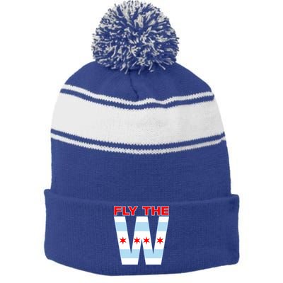 Fly The W Chicago Flag Stripe Pom Pom Beanie