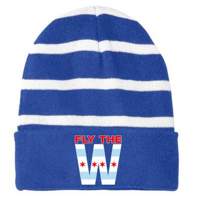 Fly The W Chicago Flag Striped Beanie with Solid Band