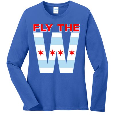 Fly The W Chicago Flag Ladies Long Sleeve Shirt