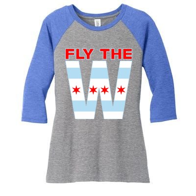 Fly The W Chicago Flag Women's Tri-Blend 3/4-Sleeve Raglan Shirt