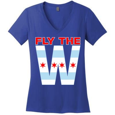 Fly The W Chicago Flag Women's V-Neck T-Shirt