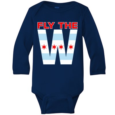 Fly The W Chicago Flag Baby Long Sleeve Bodysuit