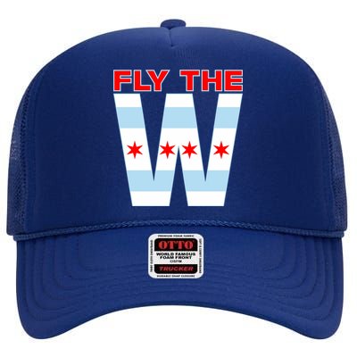 Fly The W Chicago Flag High Crown Mesh Back Trucker Hat