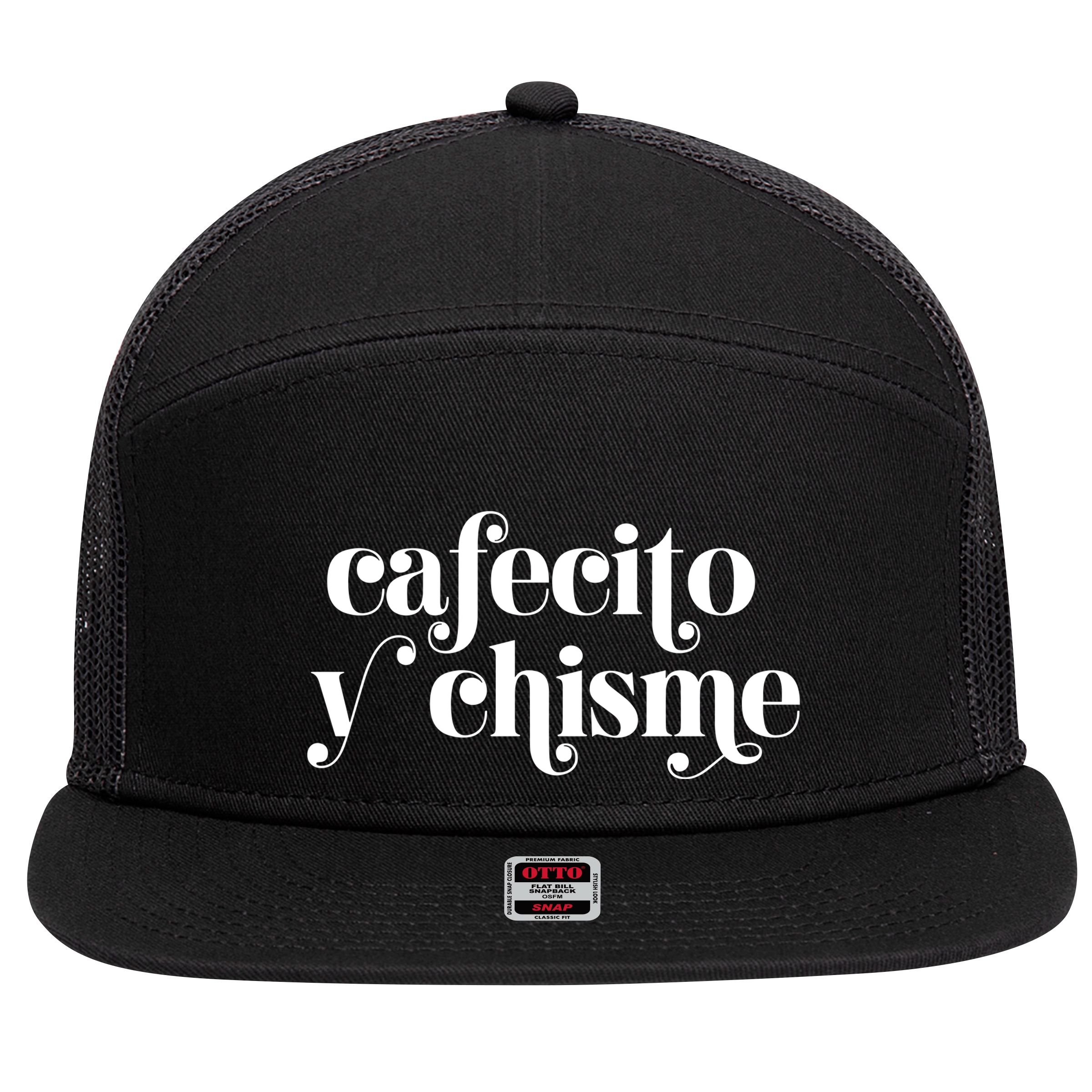 Frases LatinasCafecito Y Chisme 7 Panel Mesh Trucker Snapback Hat