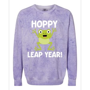 Funny Leap Year Teacher Gift Hoppy Pun February 29 Frog Cute Gift Colorblast Crewneck Sweatshirt