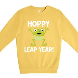 Funny Leap Year Teacher Gift Hoppy Pun February 29 Frog Cute Gift Premium Crewneck Sweatshirt