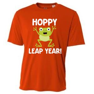 Funny Leap Year Teacher Gift Hoppy Pun February 29 Frog Cute Gift Cooling Performance Crew T-Shirt