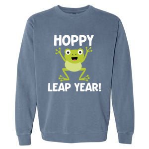 Funny Leap Year Teacher Gift Hoppy Pun February 29 Frog Cute Gift Garment-Dyed Sweatshirt