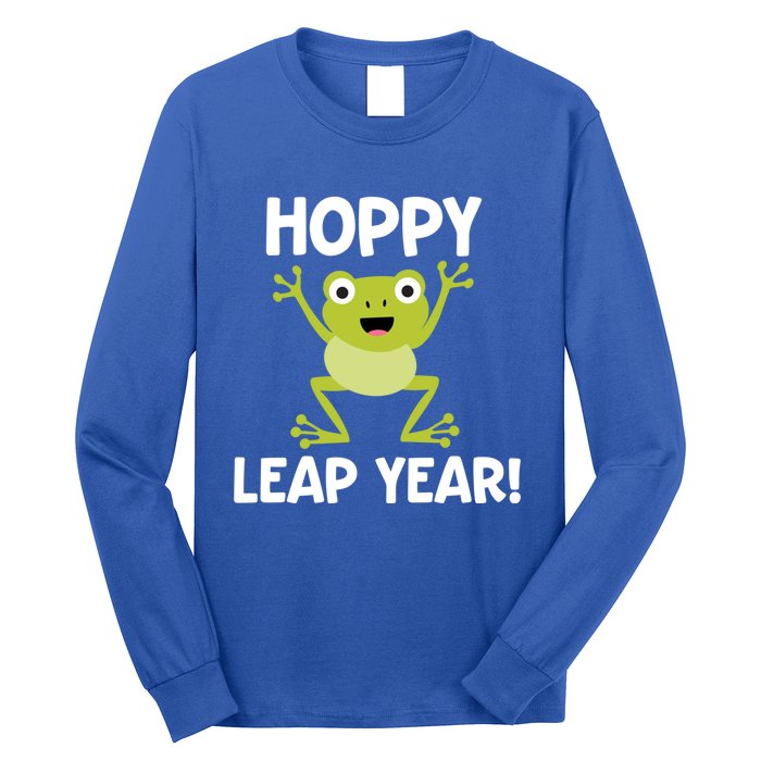 Funny Leap Year Teacher Gift Hoppy Pun February 29 Frog Cute Gift Long Sleeve Shirt