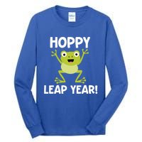 Funny Leap Year Teacher Gift Hoppy Pun February 29 Frog Cute Gift Tall Long Sleeve T-Shirt