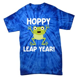 Funny Leap Year Teacher Gift Hoppy Pun February 29 Frog Cute Gift Tie-Dye T-Shirt