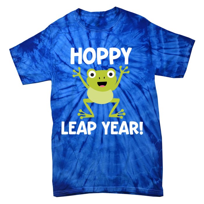 Funny Leap Year Teacher Gift Hoppy Pun February 29 Frog Cute Gift Tie-Dye T-Shirt