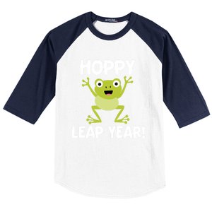 Funny Leap Year Teacher Gift Hoppy Pun February 29 Frog Cute Gift Baseball Sleeve Shirt