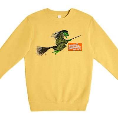 Flying Halloween Witch Premium Crewneck Sweatshirt