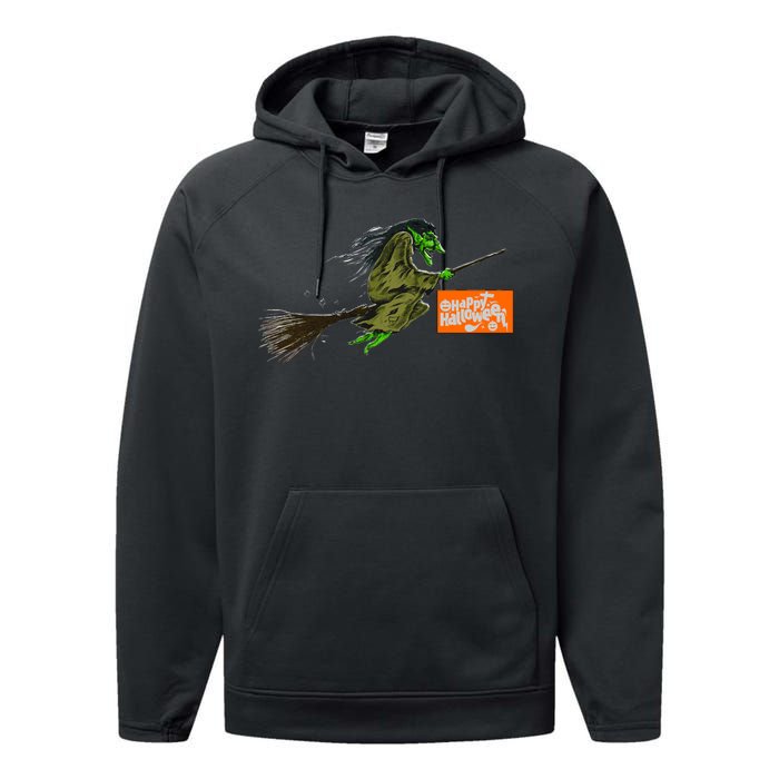 Flying Halloween Witch Performance Fleece Hoodie