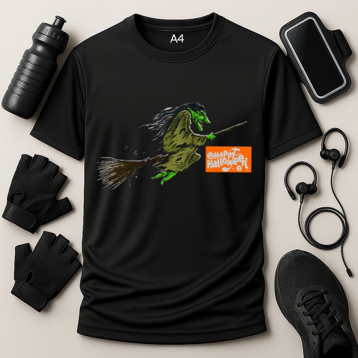 Flying Halloween Witch Cooling Performance Crew T-Shirt
