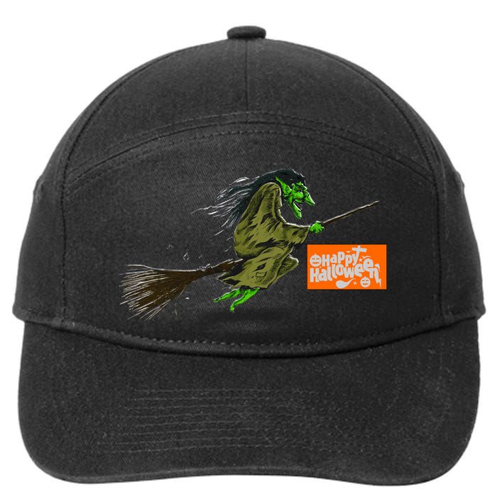 Flying Halloween Witch 7-Panel Snapback Hat