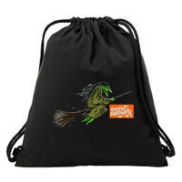 Flying Halloween Witch Drawstring Bag