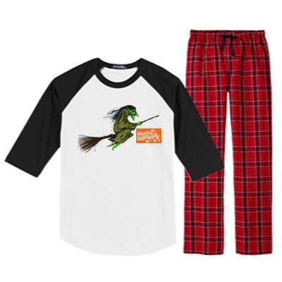 Flying Halloween Witch Raglan Sleeve Pajama Set