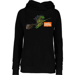 Flying Halloween Witch Womens Funnel Neck Pullover Hood