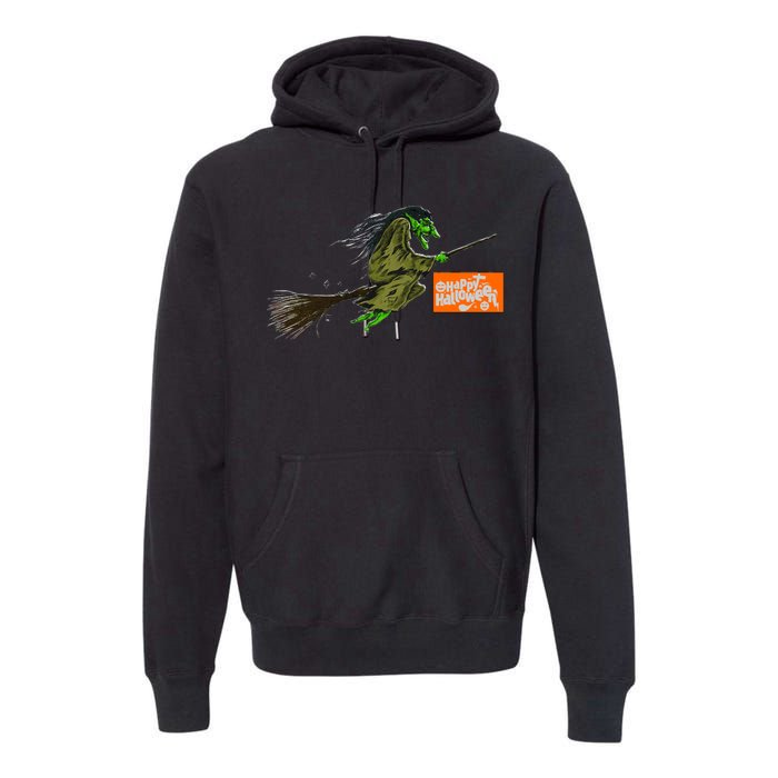 Flying Halloween Witch Premium Hoodie