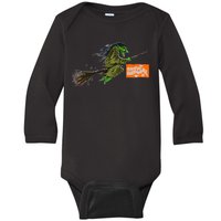 Flying Halloween Witch Baby Long Sleeve Bodysuit