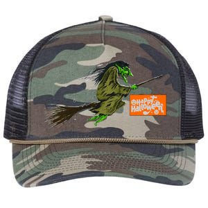 Flying Halloween Witch Retro Rope Trucker Hat Cap