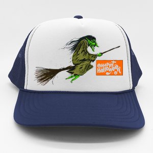 Flying Halloween Witch Trucker Hat