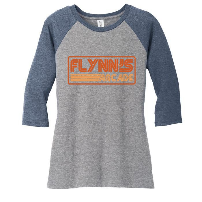 Flynn's Arcade Vintage Retro 80's Logo Women's Tri-Blend 3/4-Sleeve Raglan Shirt